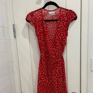 Urban Outfitters red and white heart wrap dress